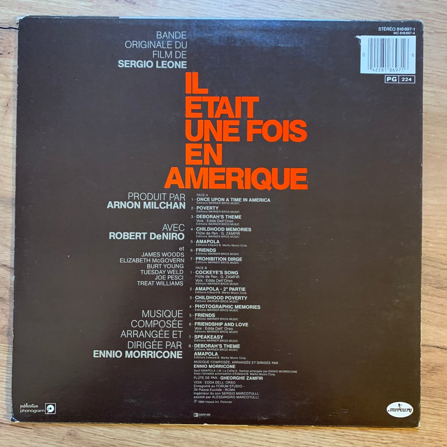 IL ETAIT UNE FOIS EN AMERIQUE OST...OG FR 1984...VG+/VG+