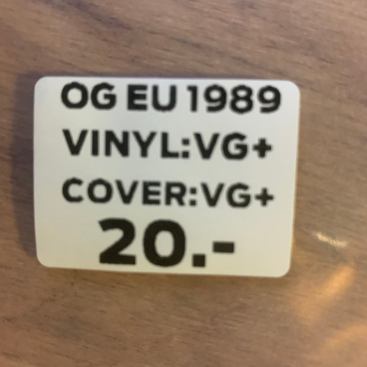Étiquette état : OG EU 1989, disque VG+, pochette VG+, 20 CHF