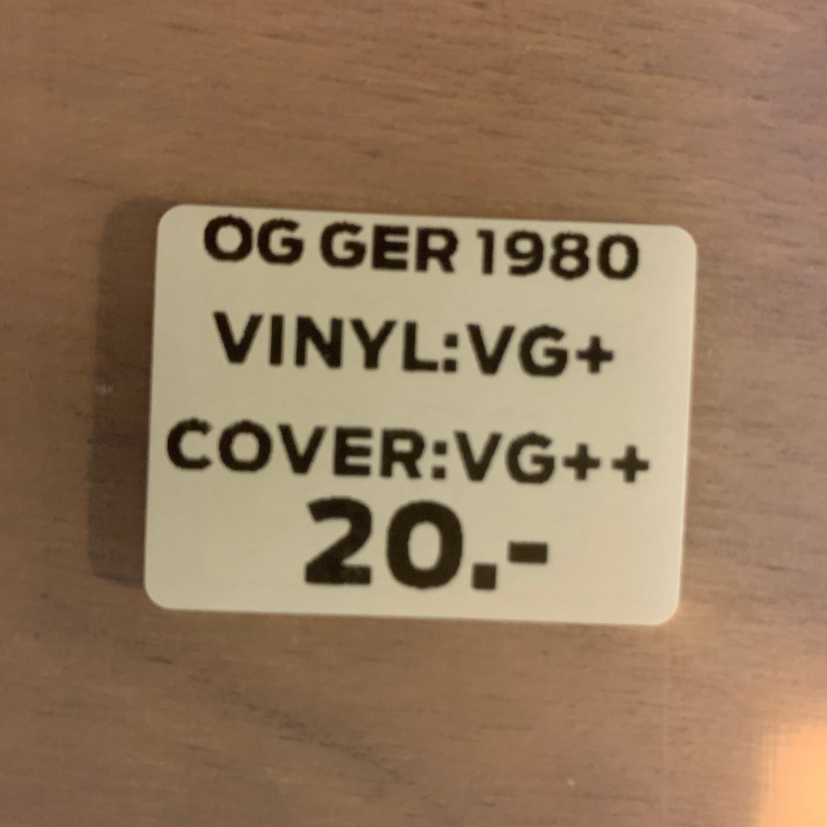 Étiquette OG GER 1980 VG+/VG++ 20 CHF