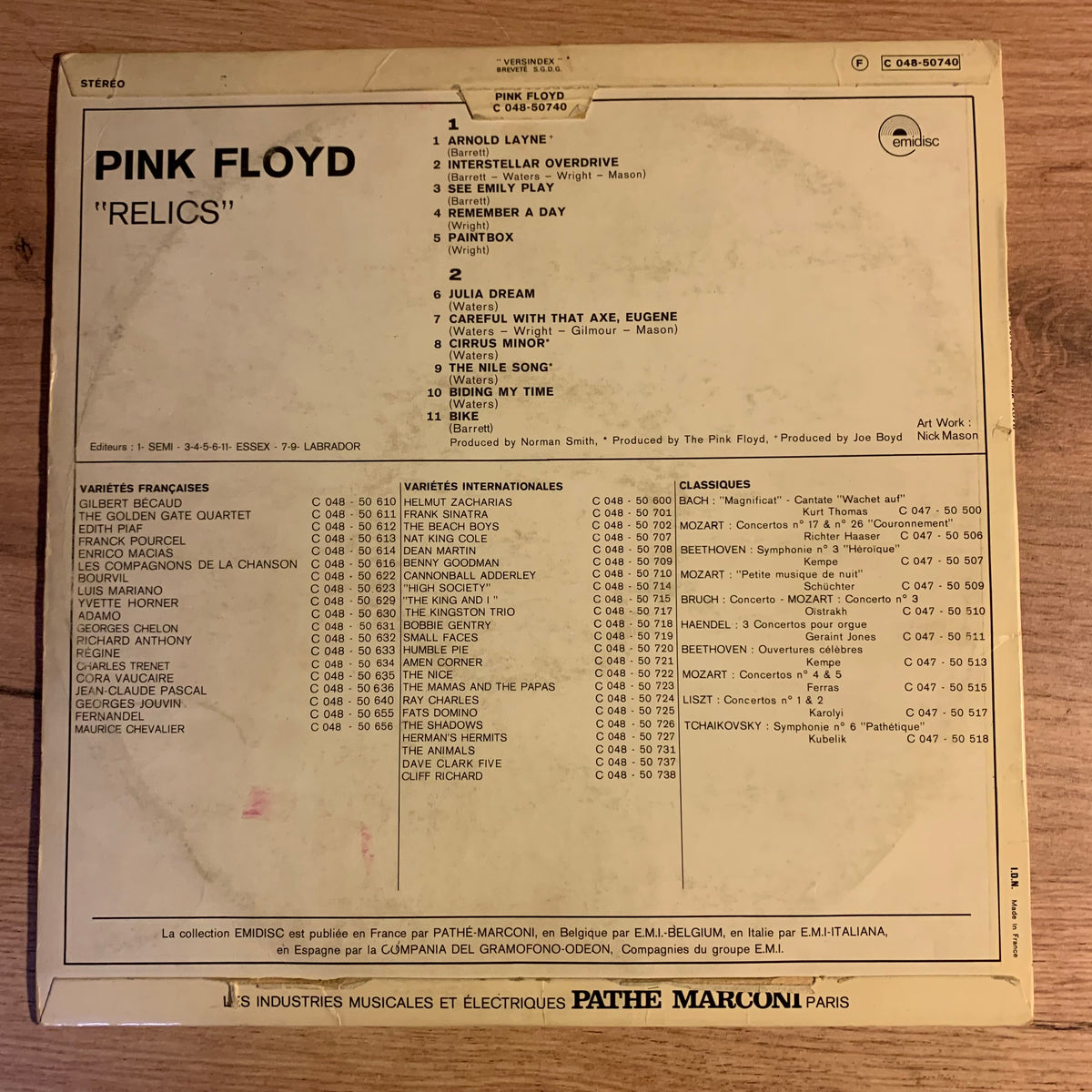 Pink Floyd - Relics, pochette verso